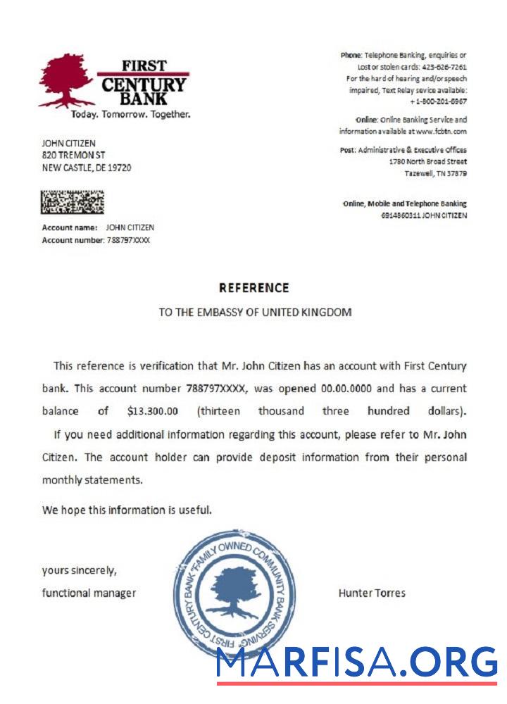 Printable USA First Century reference example